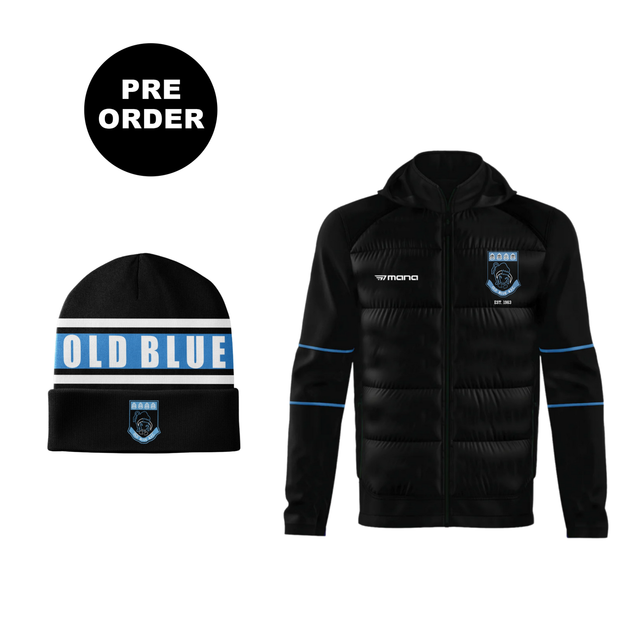 Old Blue Hybrid Jacket and Beanie Bundle